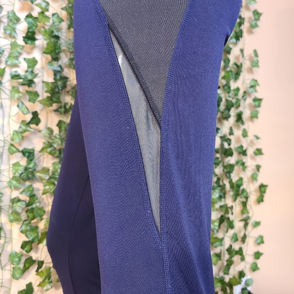 BH Jeans Beverly Hills Navy Blue Black Mesh Workout Active Legging size M - Picture 4 of 14